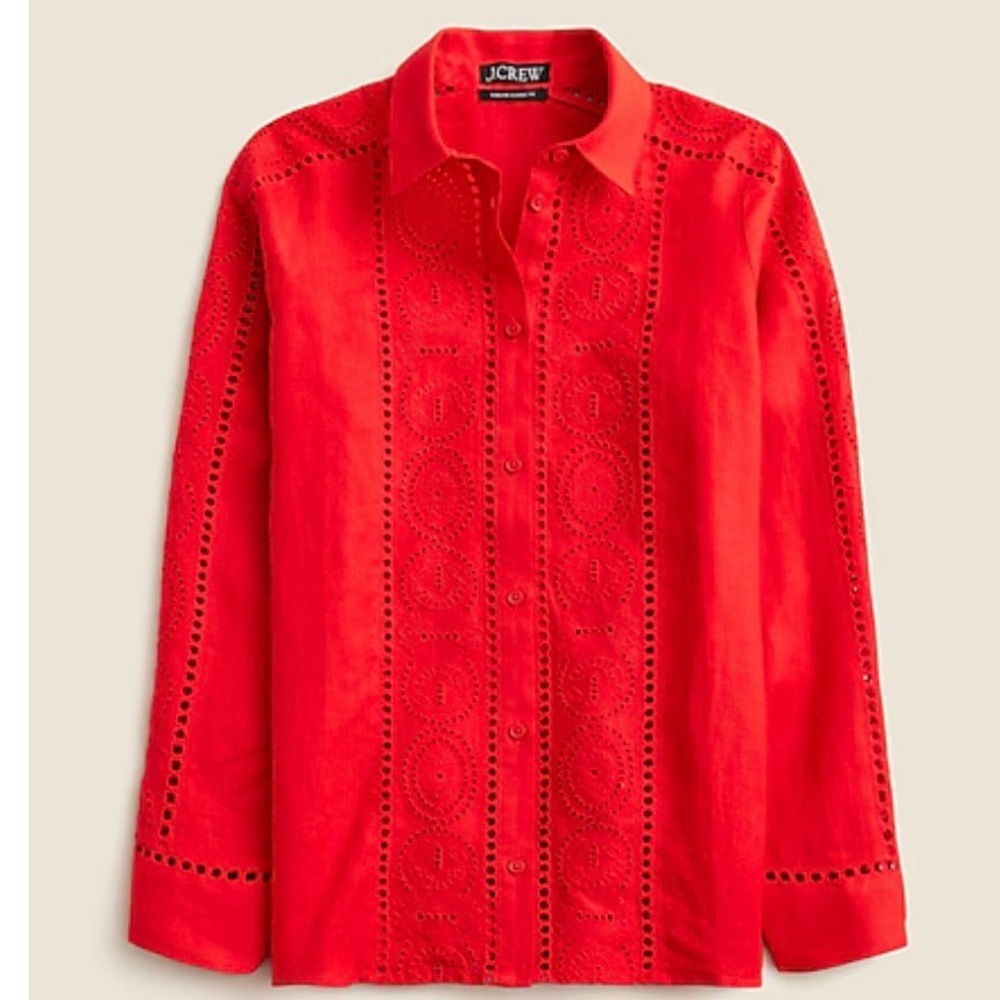 J Crew Garçon classic shirt in eyelet linen